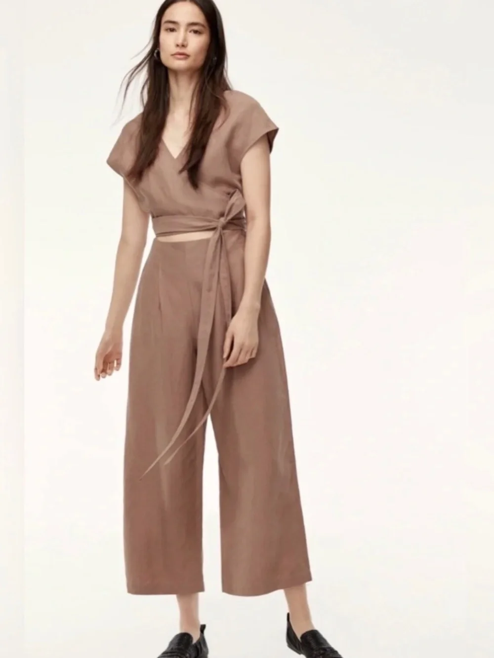 Artizia Wilfred jumper, wrap front, size 8, nutmeg, cutout